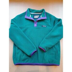 Womens Lands' End Heritage Quarter-Snap Fleece Pullover Teal Purple Size M / P
